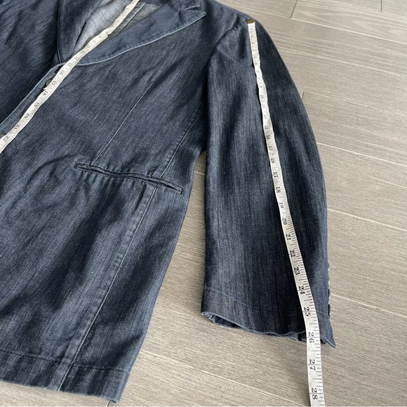 John Varvatos Blue Denim Chambray Blazer Jacket Sport Coat Made in Italy Size 50 - Picture 14 of 16